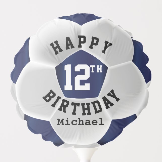 Happy 00th Birthday - Dark Blue Soccer Ball Balloon (Front)