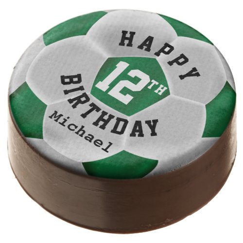 Happy 00th Birthday _ Dark Green Soccer Ball Chocolate Covered Oreo