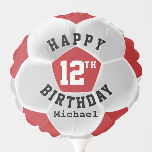 Happy 00th Birthday _ Red Soccer Ball Balloon