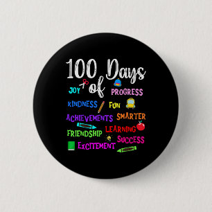 Happy 100 Day Of School Teacher Kid Boy Girl Kinde Button