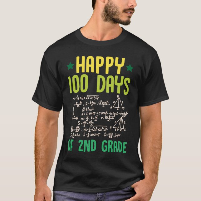 Happy 100 Days Of 2nd Grade Math Teacher Equations T-Shirt (Front)