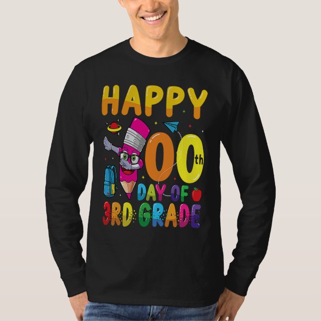 Happy 100 Days Of 3rd Grade Students 100 Days Of S T-Shirt (Front)
