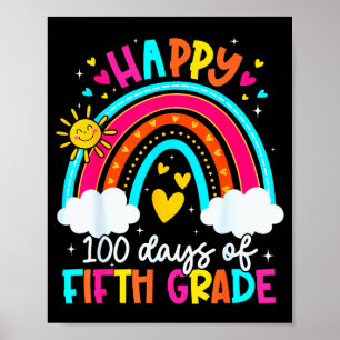 Happy 100 Days Of 5th Grade Kids Teacher 100th Day Poster