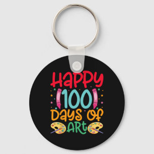 Happy 100 Days Of Art School Teachers Girls Boys G Keychain