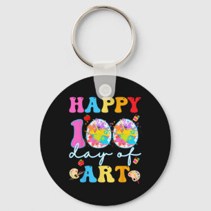 Happy 100 Days Of Art School Teachers Girls Boys G Keychain