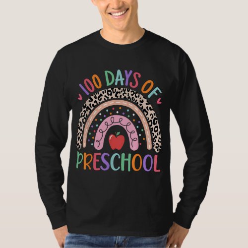 Happy 100 Days of Preschool Teacher Kids 100th Day T_Shirt