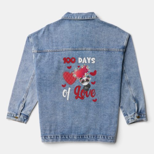 Happy 100 Days of school 100 days of love cute Pan Denim Jacket