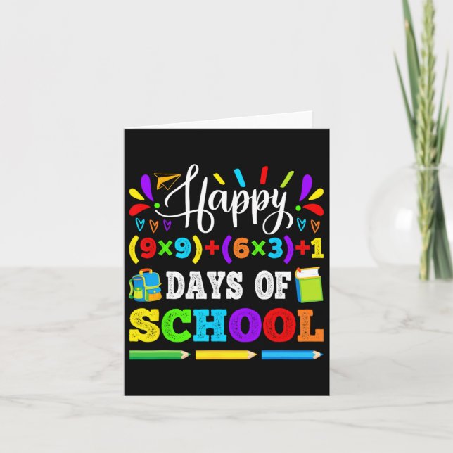 Happy 100 Days Of School 100th Math Equation Teach Card (Front)