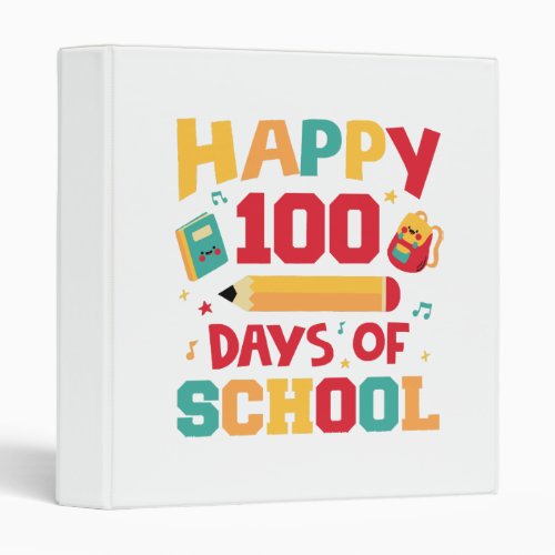 Happy 100 Days of School 3 Ring Binder