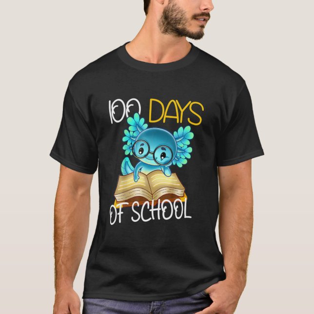 Happy 100 Days Of School Axolotl 2022 Kindergarten T-Shirt (Front)