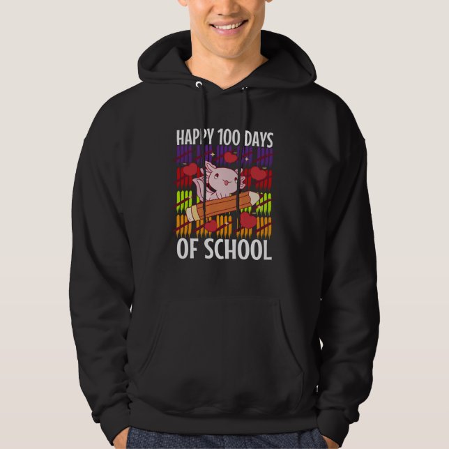 Happy 100 Days Of School Axolotl Kindergarten 100t Hoodie (Front)