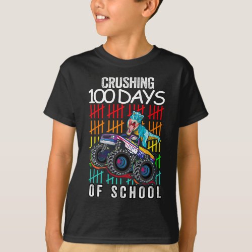 Happy 100 Days Of School  Boys Dino Gift Monster T T_Shirt