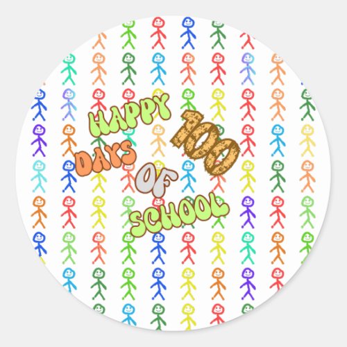 Happy 100 Days Of School Classic Round Sticker