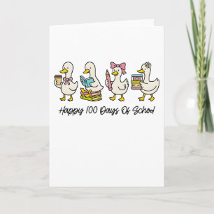 Happy 100 Days of School Cute Duck Teacher Card