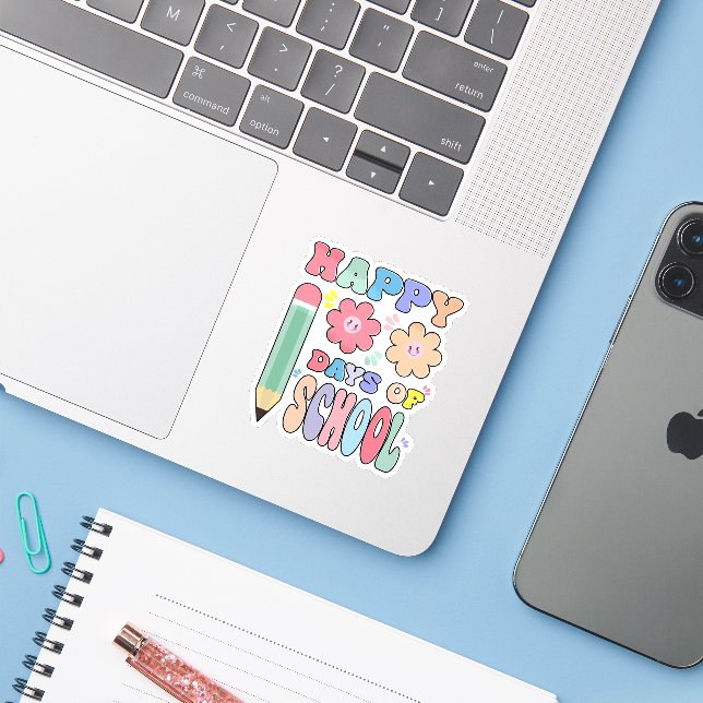 Happy 100 Days of School – Cute & Fun Celebration  Sticker (Laptop w/ iPhone)