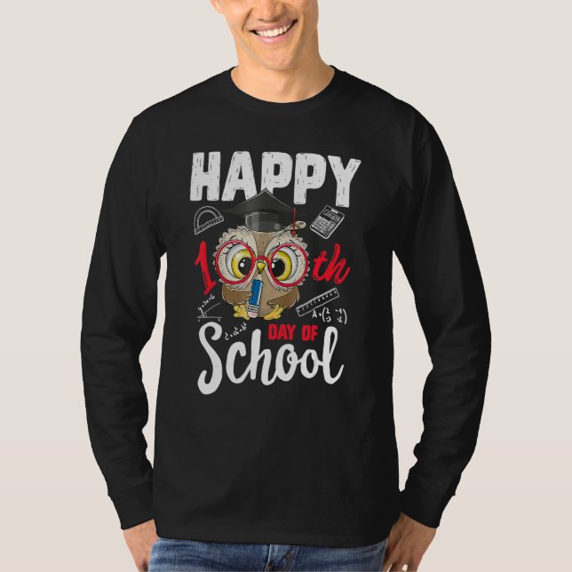 Happy 100 Days Of School Cute Owl Teacher Student  T-Shirt (Front)