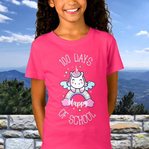 Happy 100 Days Of School Cute Unicorn Kids T_Shirt