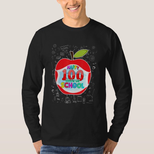 Happy 100 Days Of School Face Mask Outfit Teacher  T-Shirt (Front)