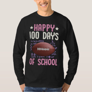 Happy 100 Days Of School Football Coach Math Teach T-Shirt
