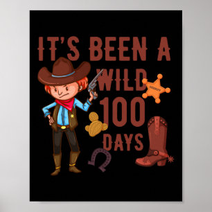 Happy 100 Days of School for Teacher Kids Western Poster