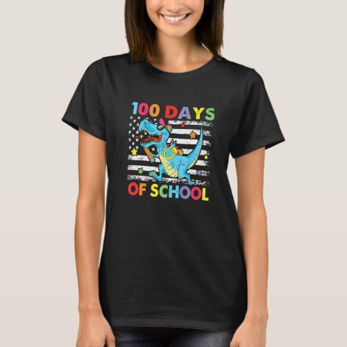 Happy 100 Days Of School Funny Dinosaur Teachers 1 T-Shirt