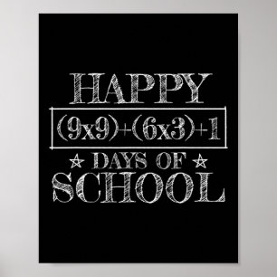 Happy 100 Days Of School Funny Math Equation Teach Poster