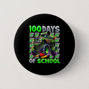 Happy 100 Days Of School Funny Monster Truck Stude Button