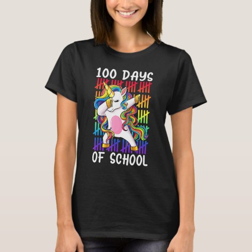 Happy 100 Days Of School Girls Unicorn Lover T-Shirt