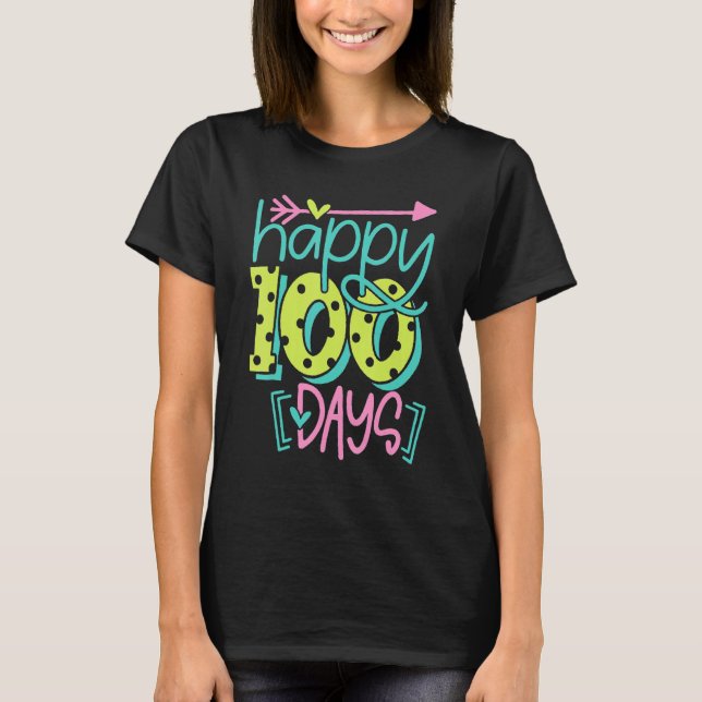 Happy 100 Days Of School Groovy Funny Presents Tea T-Shirt (Front)