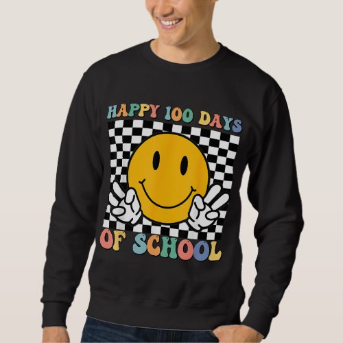 Happy 100 Days Of School Hippie Smile Face Teacher Sweatshirt
