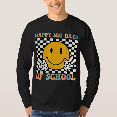 Happy 100 Days Of School Hippie Smile Face Teacher T_Shirt