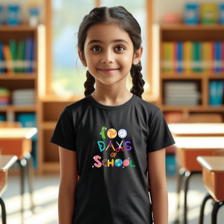 Happy 100 Days of School Kids T-Shirt for Girls 