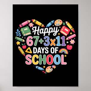Happy 100 Days Of School Math Equation 100th Day T Poster