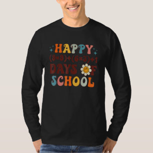 Happy 100 Days Of School Math Formula Groovy Retro T-Shirt