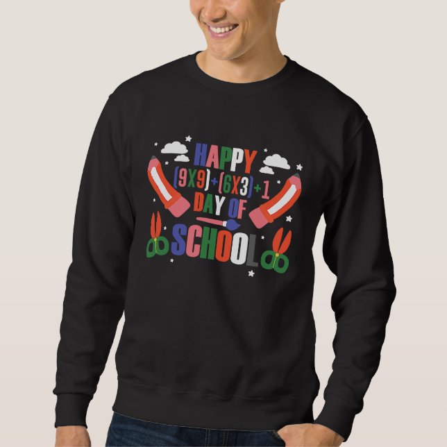 Happy 100 Days Of School Math Formula Teacher Stud Sweatshirt (Front)