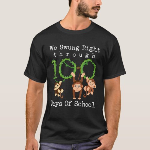 Happy 100 Days Of School Monkey 100th Day School T T-Shirt