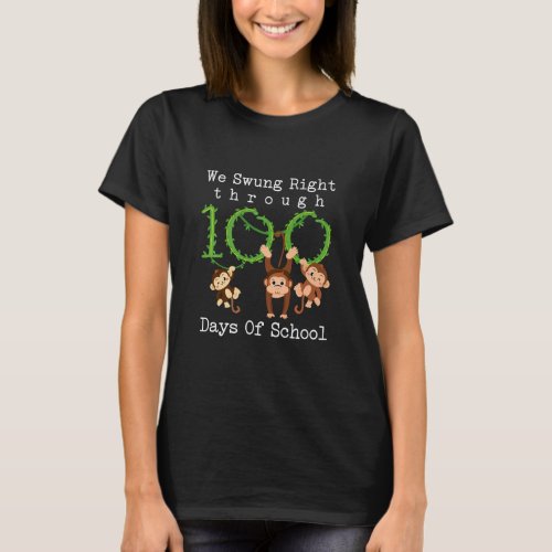 Happy 100 Days Of School Monkey 100th Day School T T_Shirt