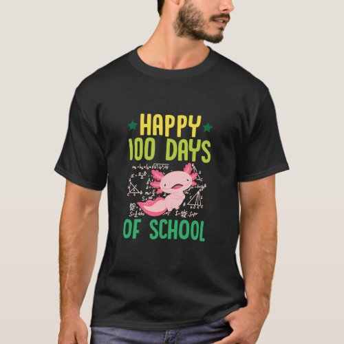 Happy 100 Days Of School Pet Axolotl  Math Teacher T_Shirt