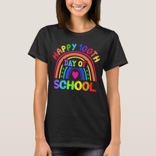 Happy 100 Days of School Rainbow Student Teacher T_Shirt