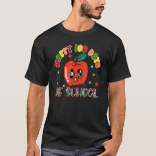 Happy 100 Days Of School Retro Groovy Apple Studen T-Shirt