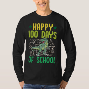 Happy 100 Days Of School Rex Dinosaur Math Teacher T-Shirt