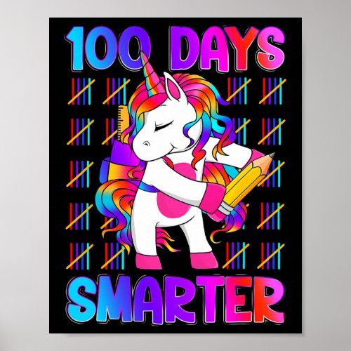 Happy 100 Days Of School Smarter Brighter Tie Dye  Poster