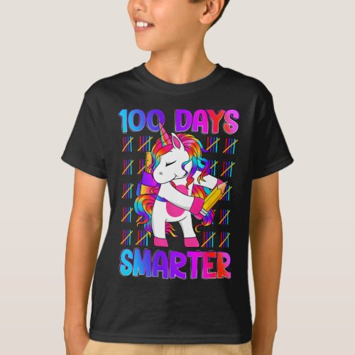 Happy 100 Days Of School Smarter Brighter Tie Dye  T_Shirt