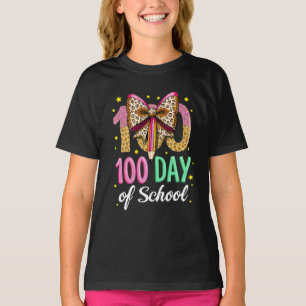 Happy 100 Days of School Teachers Cute Pink Bow T-Shirt