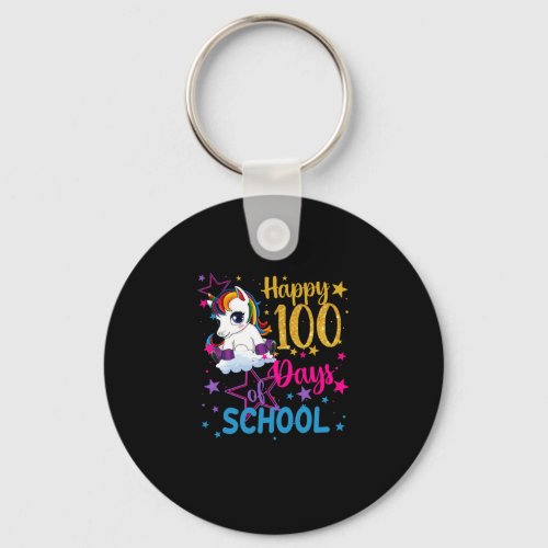 Happy 100 Days of School Unicorn Girls Keychain