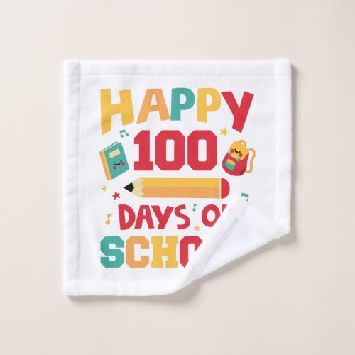 Happy 100 Days of School Wash Cloth