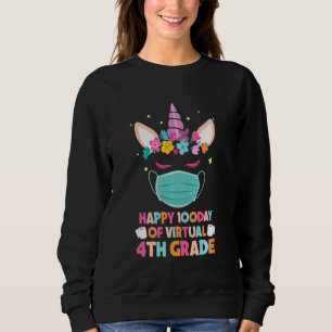 Happy 100 Days Of Virtual 4th Grade Kids Teacher S Sweatshirt