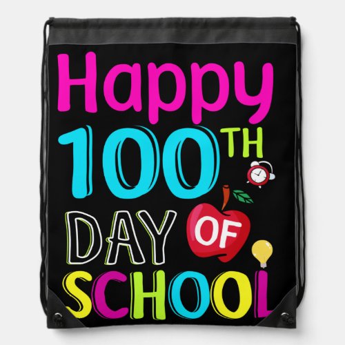 Happy_100_th_day_of_school Drawstring Bag