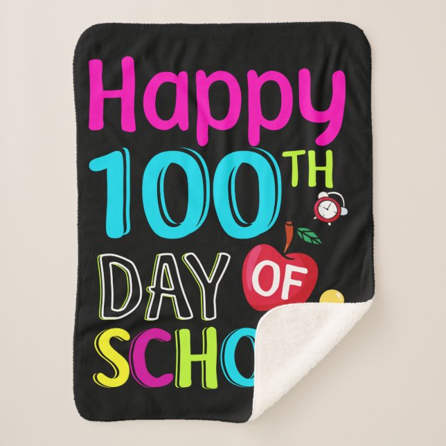 Happy-100-th-day-of-school Sherpa Blanket (Front)