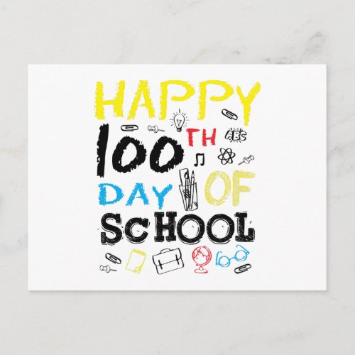 Happy 100th 100 Days of School Postcard